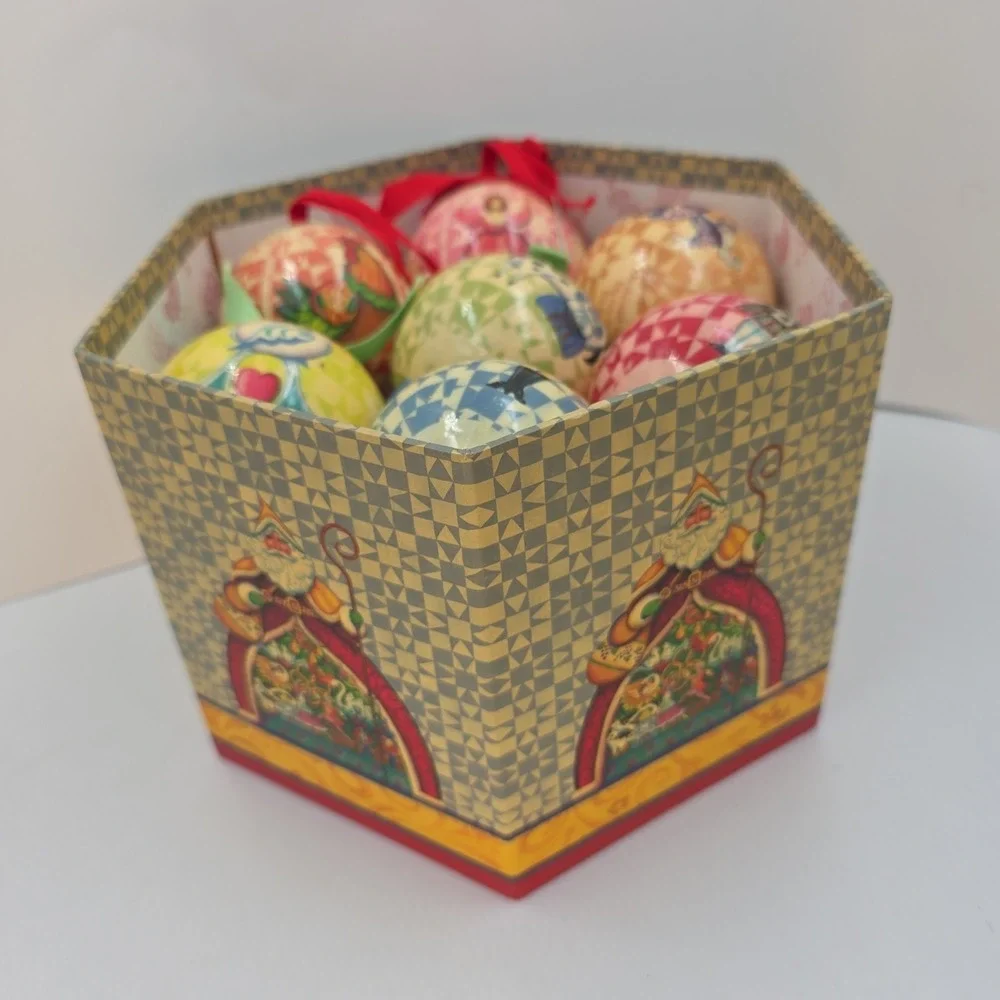 Jim Shore 12 Days Of Christmas Ornament Set 2006 Enesco 14 Ball‎ Ornaments Box